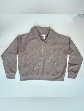 SPANX AirEssentials Pullover XL Metallic Smoke Silver Shimmer Half Zip Sweatshir